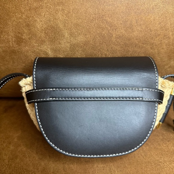 LOEWE Calfskin Raffia Mini Gate Crossbody Bag Natural Black - Picture 3 of 12